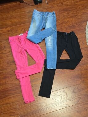 GAP Girl Skinny Jeans/pants Trio — Pink, Light Blue & Black